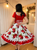 Vestido de china huasa Rojo biestrech escote Rosa 3D