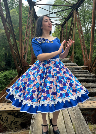 vestido de china huasa Elasticado ESCOTE CRISTALES