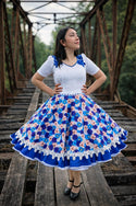 Vestido china huasa blanco azul Sofia TALLA XL