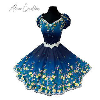 vestido china huasa degrade rosas degrade Azul calipso