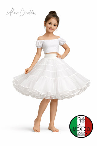 Falso infantil gala mexicano 4 capas estándar talla 8-10