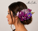 Tocado con pinza Lilium fucsia lila