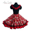 Vestido china huasa fantasia , macrame rojo cuerpo rojo