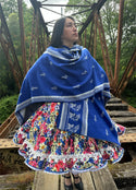 Ruana folklorica parra espiga REVERSIBLE Azul
