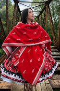 Ruana folklorica parra espiga REVERSIBLE Rojo