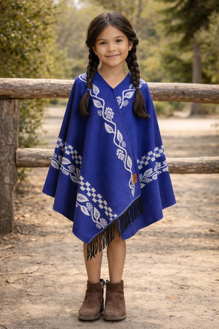 Ruana  INFANTIL folklorica Azul