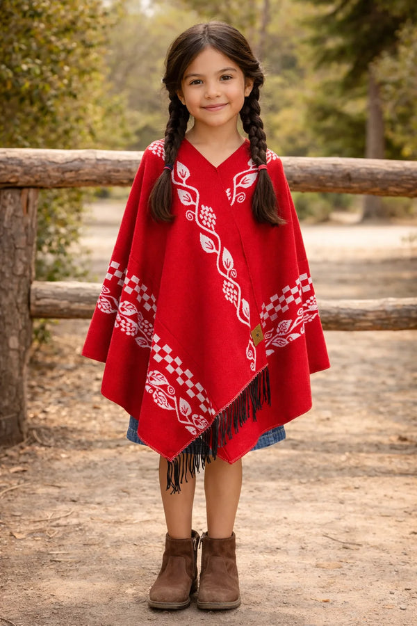 Ruana  INFANTIL folklorica ROJA