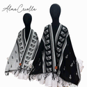 Ruana folklorica parra espiga REVERSIBLE Negro gris claro