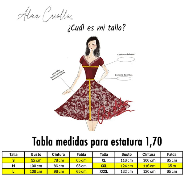 Vestido China huasa, turquesa Sofía 1,70
