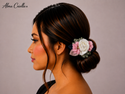 Tocado 8cm blanco y rosado con pinza