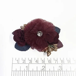 Tocado 8cm burdeo con pinza