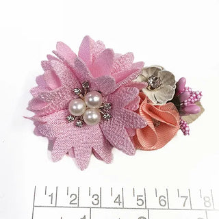 Tocado 8cm rosado pedreria con pinza