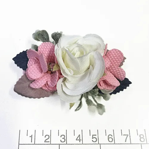 Tocado 8cm blanco y rosado con pinza
