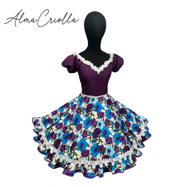 Vestido De China Huasa Morado exclusivo talla 38