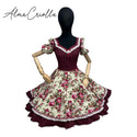 Vestido de china huasa burdeo espalda especial