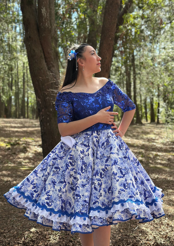 Vestido de china huasa Azul Fantasia