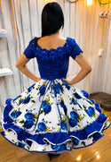 Vestido de china huasa Fantasia encaje azul
