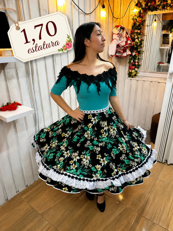 Vestido China huasa, turquesa Sofía 1,70