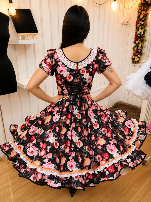 Vestido de china huasa 100% floral