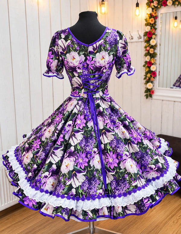 Vestido de china huasa fantasia algodón morado