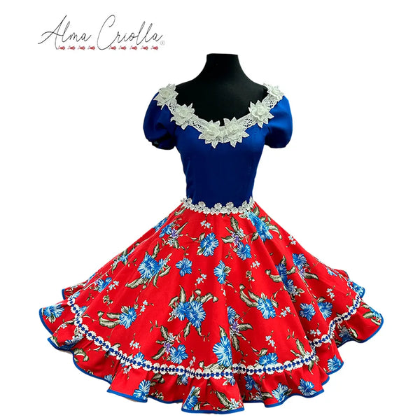 vestido china huasa, lilium azul