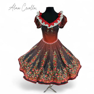 vestido china huasa degrade rojo italiano escote broderie