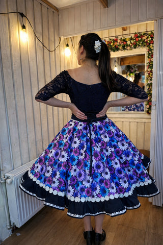 Vestido de Chna huasa fantasia encaje azul marino