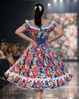 Vestido de china huasa Sarga escote pasacinta