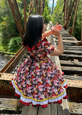 Vestido de china huasa terracota amarillo