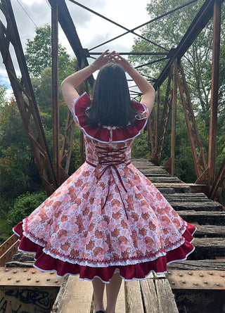 Vestido de china huasa biestrech vuelos rojo italiano