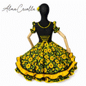 Vestido de china huasa Negro amarillo cristales