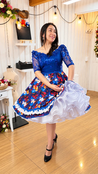 Vestido de Fantasia Gala azul 02 (elasticado)