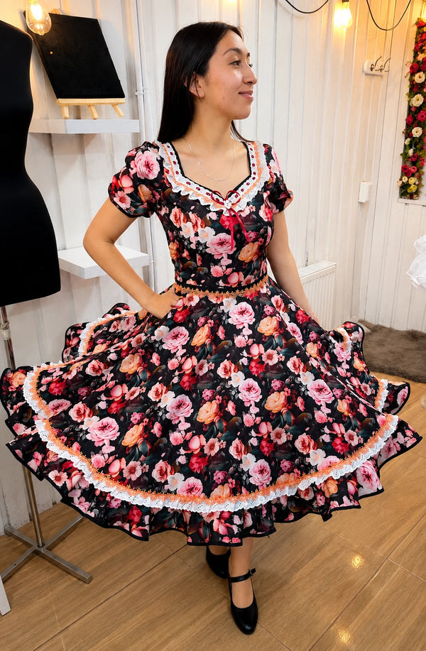 Vestido de china huasa 100% floral