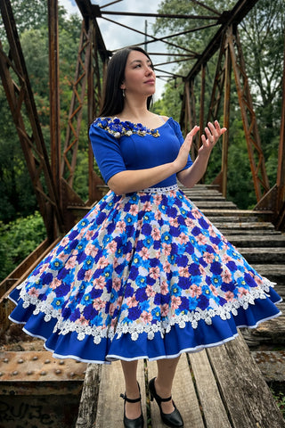 vestido de china huasa Elasticado ESCOTE CRISTALES