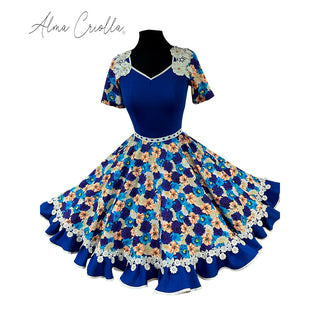 Vestido china huasa azul sofia elasticado