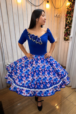 Vestido De China Huasa Azul Alejandra