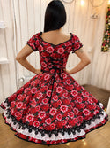 Vestido china huasa dalias y rosas talla 38