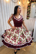 Vestido de china huasa burdeo espalda especial