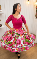 Vestido de China Huasa, Sofia encaje Fucsia
