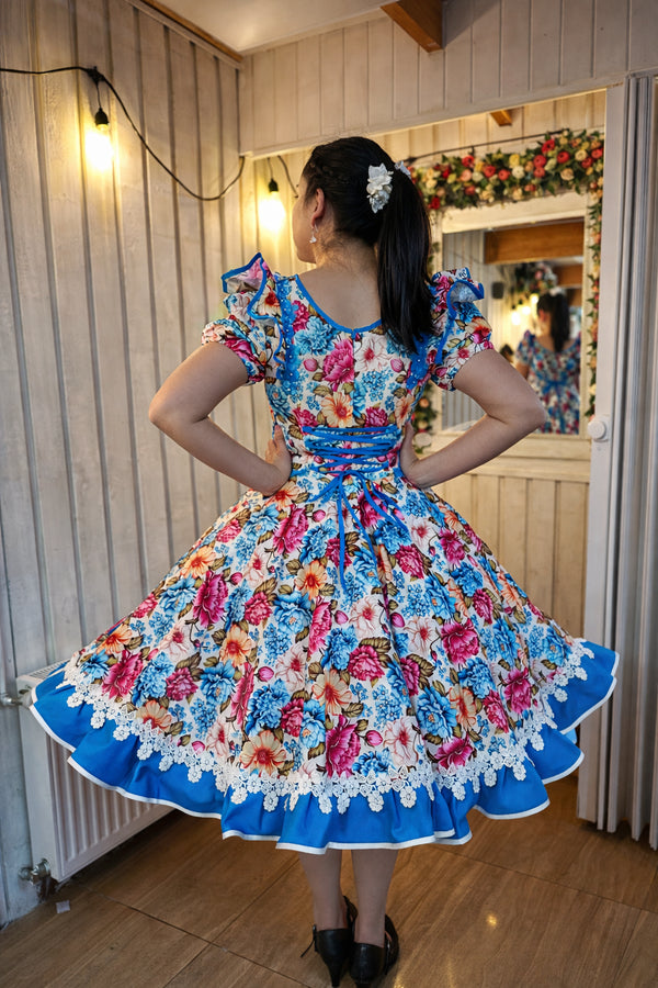 Vestido china huasa mariposa calipso - fucsia