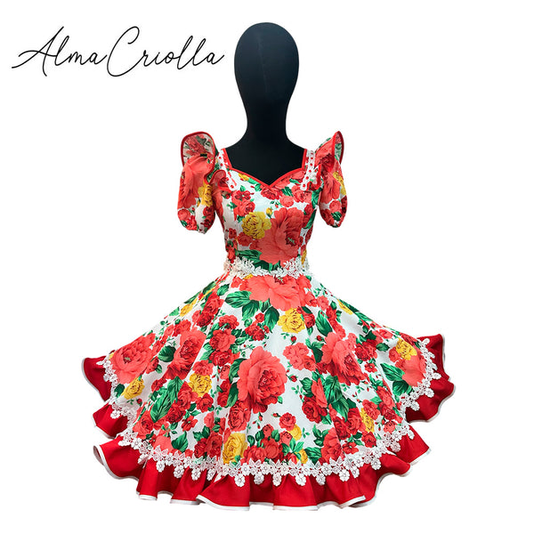 Vestido de china huasa Mariposa Rojo talla