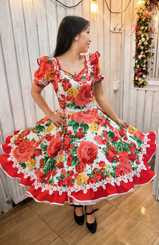 Vestido de china huasa Mariposa Rojo