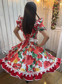 Vestido de china huasa Mariposa Rojo talla
