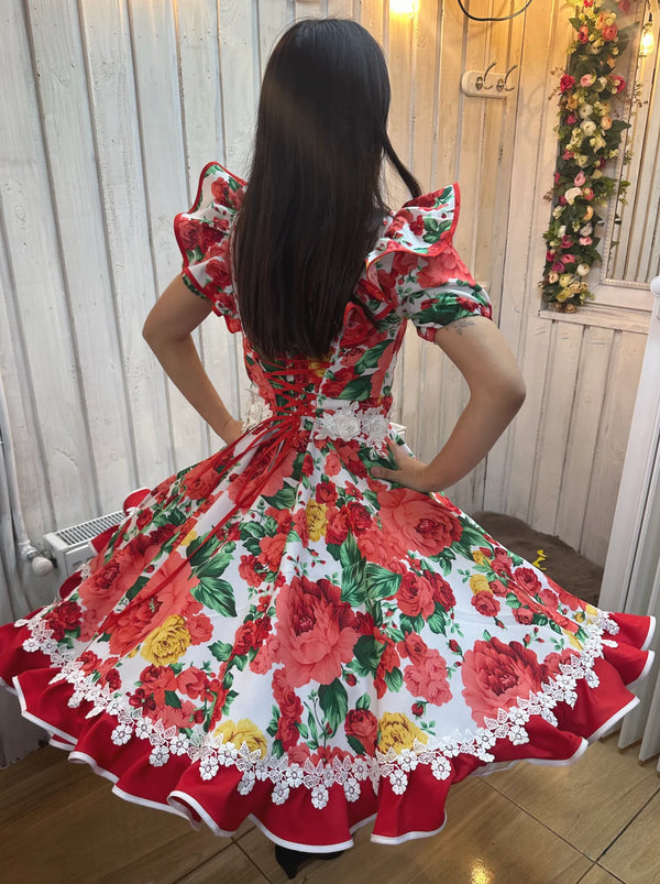 Vestido de china huasa Mariposa Rojo talla