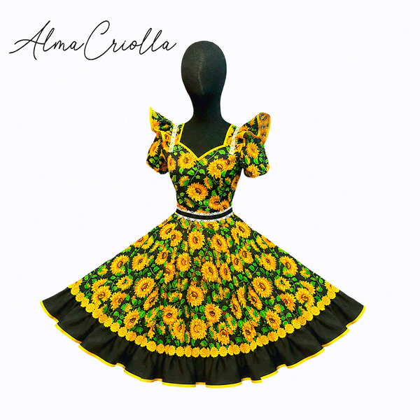 Vestido de china huasa Mariposa Amarillo
