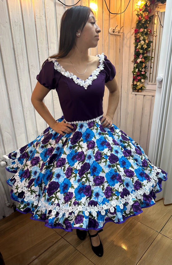 Vestido De China Huasa Morado exclusivo talla 38