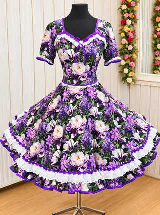 Vestido de china huasa fantasia algodón morado