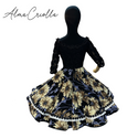 Vestido de china huasa Fantasia Negro Sofia encaje flores beige