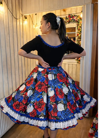 Vestido de china huasa Sofia negro Azul rey