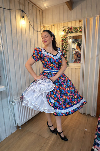 VESTIDO CHINA HUASA TRADICIONAL NEGRO AZUL